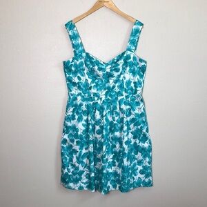 DONNA RICCO New York Size 16 Watercolor Artsy Coquette Pleated A-line‎ Dress